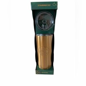 Starbucks Metallic Gold Tumbler with Clear Lid